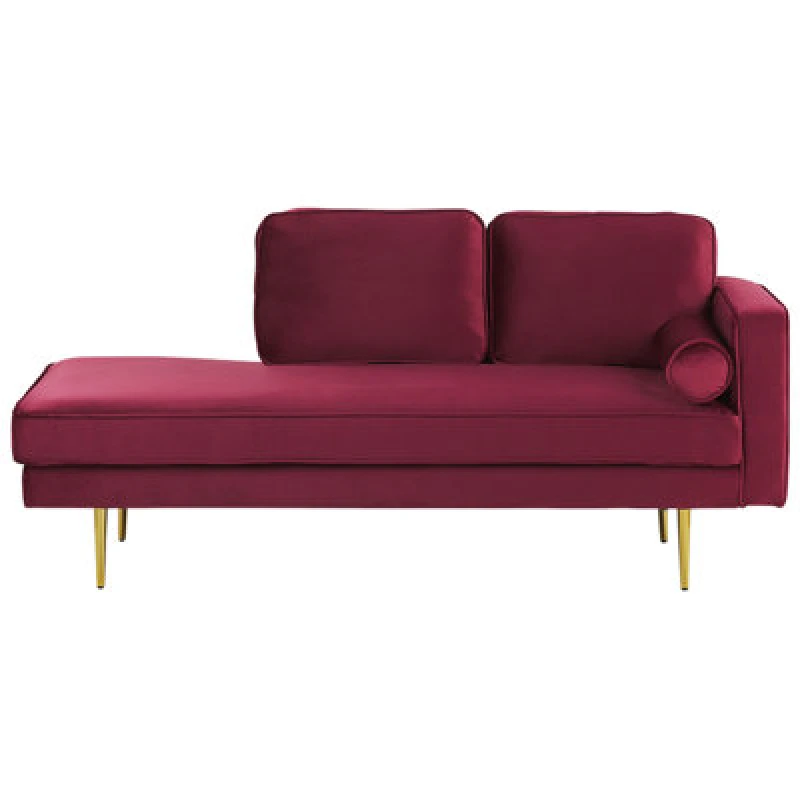Image of Beliani Right-Hand Chaise Lounge Miramas Velvet Dark Red