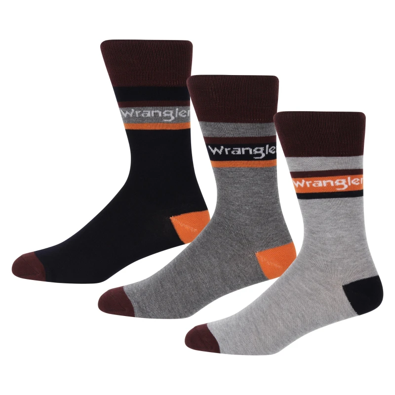 Image of Wrangler Socks 3pk Crew Socks Mens 5-8 Multi 43332199055