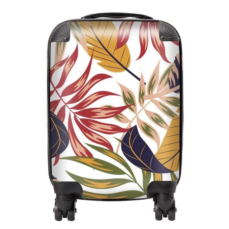 Image of Warren Reed - Designer Hawaiian Style Jungle Leaves Suitcase in Brown Size: Large Brown Unisex Large
