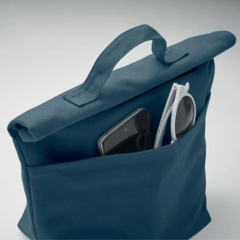 Image of Treat Republic Dark Blue Recycled Cotton Rolltop Cooler Bag Dark Blue unisex Standard