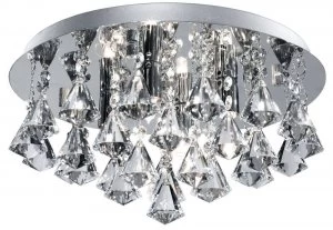 Image of 4 Light Ceiling Semi Flush Light Chrome with Diamond Crystals, G9
