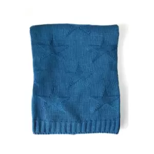 Image of Silver Cloud Star Teal Jacquard Knitted Blanket
