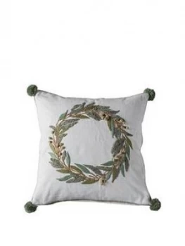 Image of Gallery Wreath Pom Pom Cushion Cream 450X450Mm