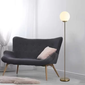 Image of Glass Sphere Floor Lamp in Gold, none