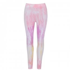 Image of Hype Pink Tie Dye Scribble Logo Womens Leggings - Pink