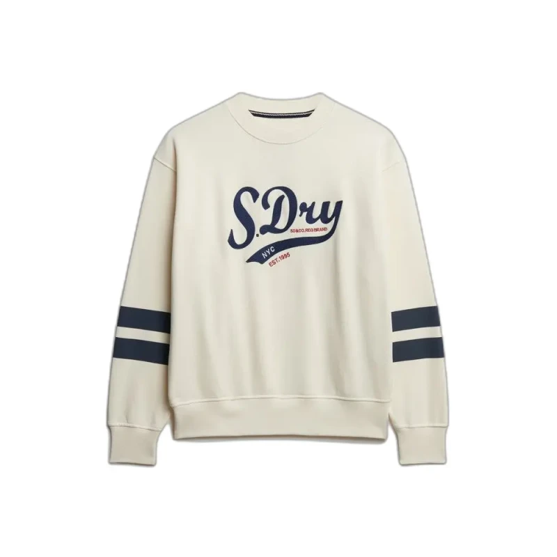 Image of Superdry Womens crew neck sweatshirt Superdry Varsity Script Beige Female XS