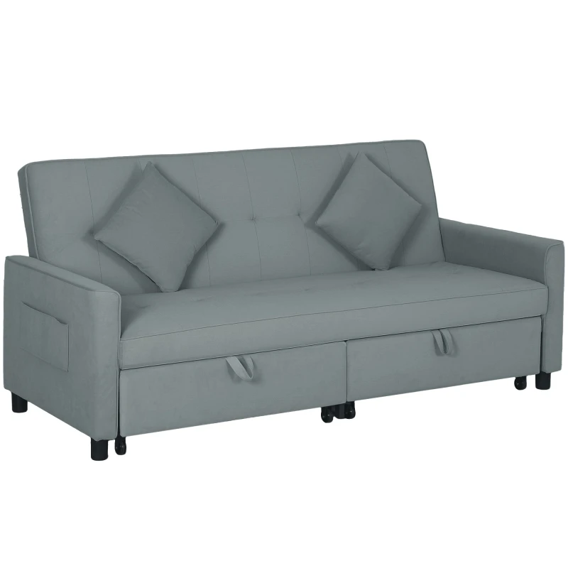 Image of HOMCOM Reversible L-Shaped Sectional Sofa Bed with Cushions - Grey TJ Hughes 5063603391178