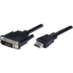 Image of Manhattan HDMI / DVI Cable 1.80 m screwable Black [1x HDMI plug - 1x DVI plug 25-pin]
