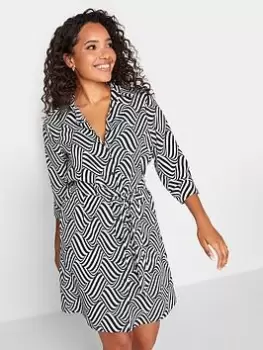 Image of M&Co Geo Tie Detail Tunic Shirt, White, Size 16, Women