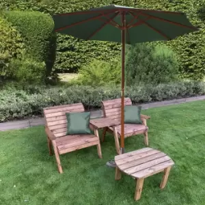 Image of Charles Taylor Grand Twin Straight with Coffee Table and Green Parasol and Cushions