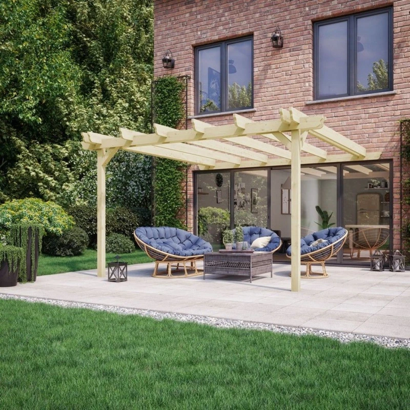 Image of Rutland County Garden Furniture Ltd Wall Mounted Double Garden Pergola, L240 x W240 x H270 cm, Light Green Light Green Unisex