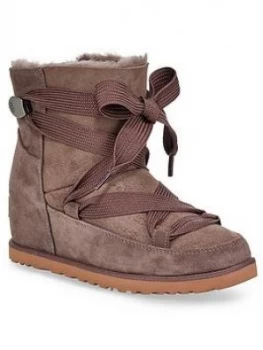 Image of Ugg Classic Premium Femme Lace-Up Hidden Wedge Ankle Boots - Slate