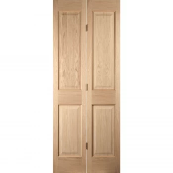 Image of 4 Panel White Oak Veneer Internal Bi-Fold Door - 762mm Wide