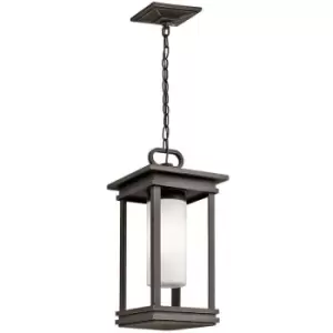 Image of Elstead South Hope - 1 Light Small Outdoor Ceiling Chain Lantern Bronze IP44, E14