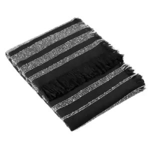 Image of Jour Woven Fringed Throw Noir