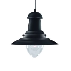 Image of 1 Light Dome Ceiling Pendant Black, Clear Glass Medium, E27