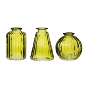 Image of Olive Green Glass Bud Vases (Set Of 3)