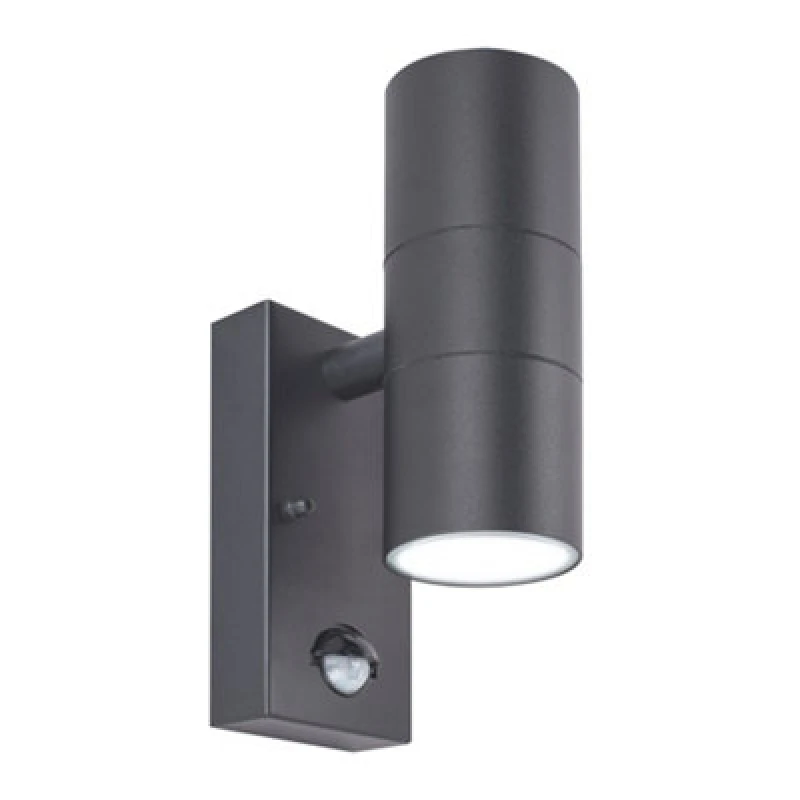 Image of Luceco Azurar Up/down Ip44 Gu10 Wall Light With Pir Sensor Slate Grey