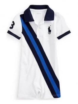 Image of Ralph Lauren Baby Boys Big Pony Polo Romper - White