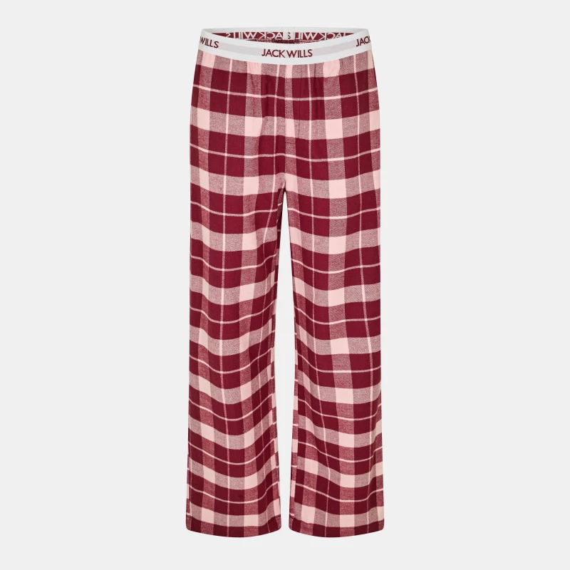 Image of Jack Wills Womens Flannel Pyjama Trousers Wine/Pink female 8 (XS)