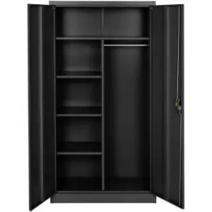 Image of Filing cabinet with 6 shelves and rail - metal filing cabinet, office cabinet, home filing cabinet - Black 80cm - black