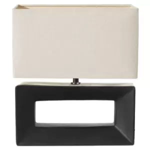 Image of Nuova Rectangular Retro Modern Block Ceramic Table Lamp Matt Black