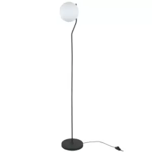 Image of Italux Carimi - Modern Floor Lamp Satin Black 1 Light with White Shade, E27