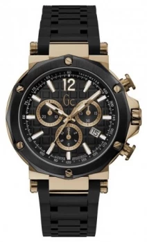 Image of Gc Gents Silicone Black Chrono Y53008G2MF Watch