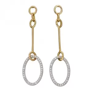Image of Oval Drop Bar Diamonds Yellow White Gold Earrings GE2380
