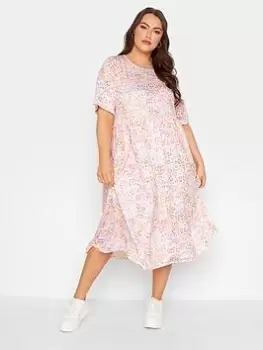 Image of Yours Smock Midaxi Dress Digital Leopard Print - White, Size 20, Women