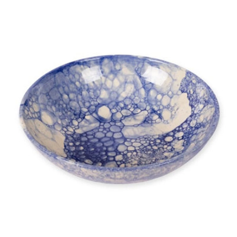 Image of Verano Spanish Ceramics Burbujas Kitchen Dining Large Ceramic Round Bowl 31cm Blue
