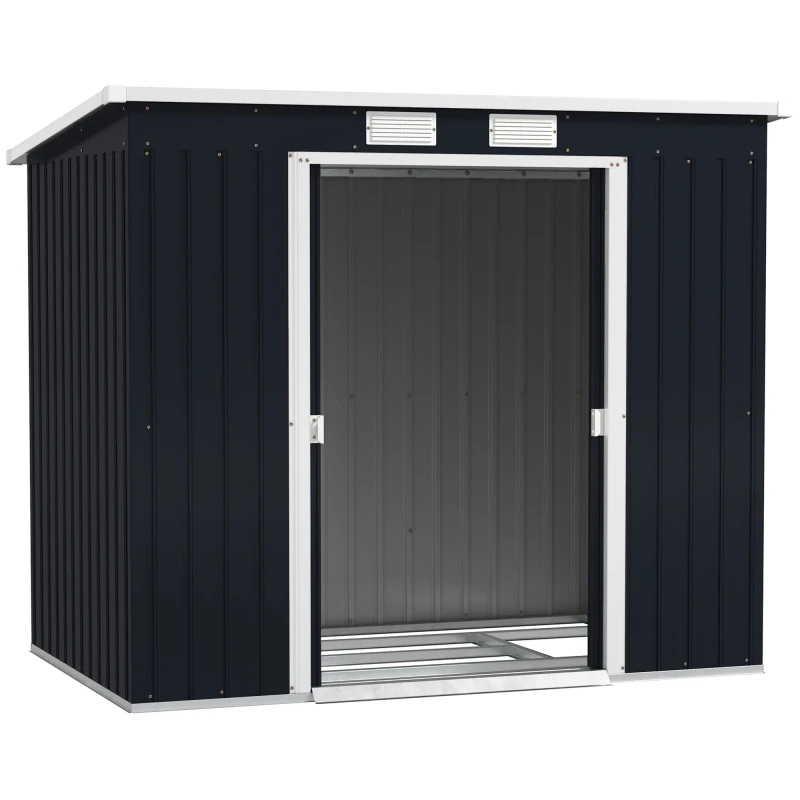 Image of Outsunny 7 x 4ft Metal Garden Storage Shed w/ Double Door Dark Grey TJ Hughes 5061025112432
