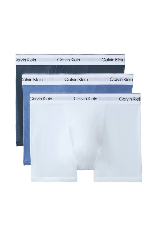 Image of Calvin Klein Mens Relaxed Fit Trunk 3Pk Multi White/Blue/Grey Size: Small Multicolor Male S