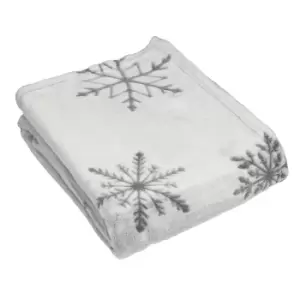 Image of Snowflake Fleece Throw Silver