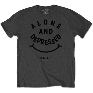 Image of Bring Me The Horizon - Alone & Depressed Unisex Medium T-Shirt - Grey