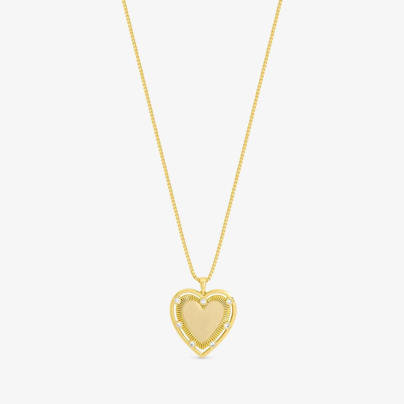 Image of Inicio 14K Gold Plated Textured Heart Charm Pendant Pendant Necklaces One Size Gold 72370110000