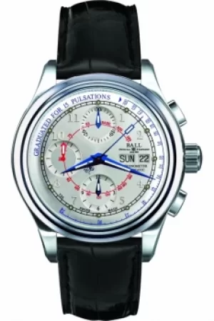 Image of Mens Ball Trainmaster Pulsometer Chronometer Automatic Chronograph Watch CM1010D-LCJ-WH