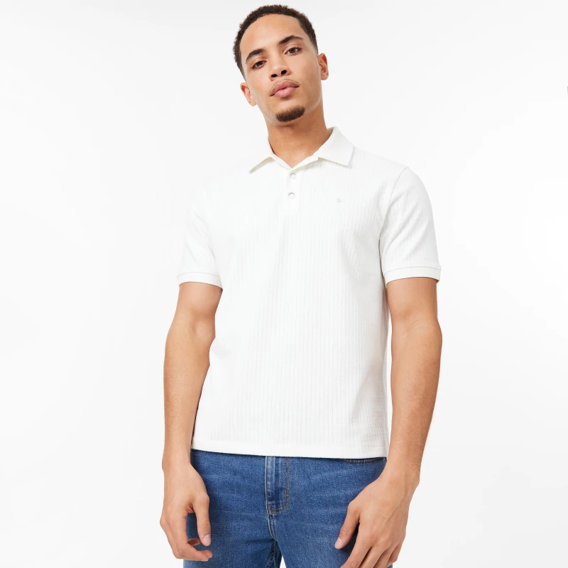 Image of Jack Wills Waffle Polo - Beige Beige S