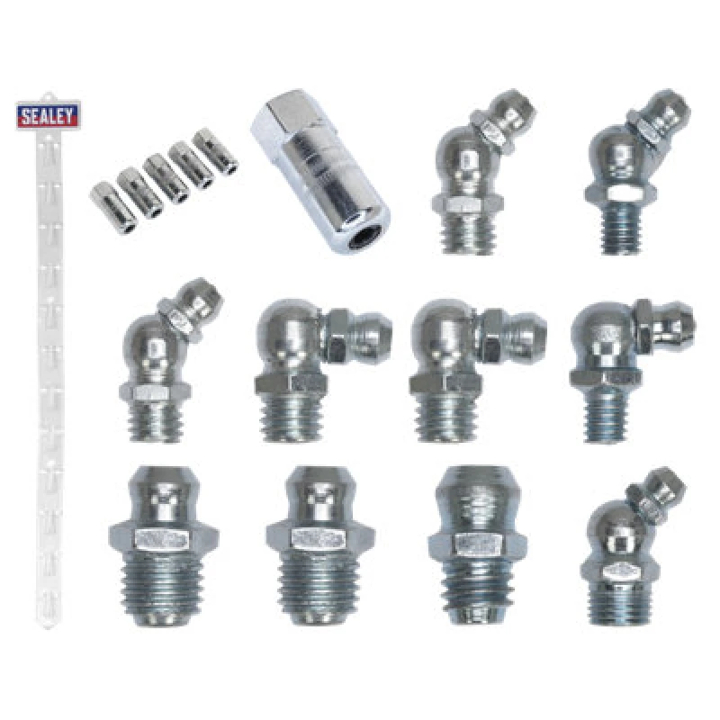 Image of Sealey Clip Strip Deal Grease Nipples Connectors Heavy-Duty Hydraulic Connector