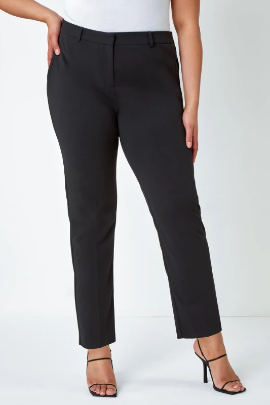 Image of Roman Curve Straight Smart Trousers - Black Size 20, Women Black W7L2S Female 20