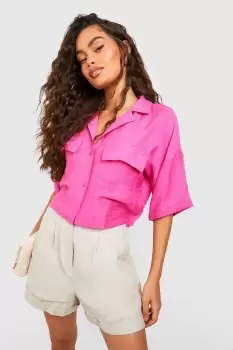 Image of Oversized Linen Effect Shirt