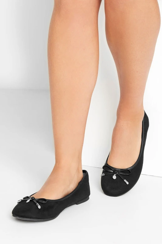 Image of Long Tall Sally Womens Ballerina Pumps in Black Size: 8 Black Female 8