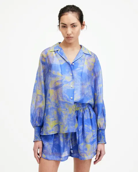 Image of AllSaints Isla Inspiral Printed Relaxed Fit Shirt
