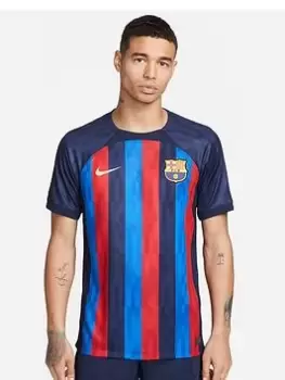 Image of Nike Barcelona Mens 22/23 Home Short Sleeved Stadium Shirt, Blue Size M Men