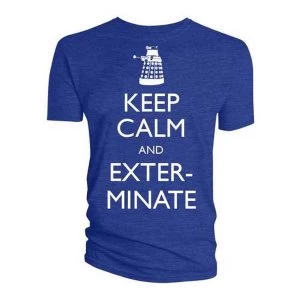 Image of Doctor Who - Keep Calm & Exterminate Mens Medium T-Shirt - Blue