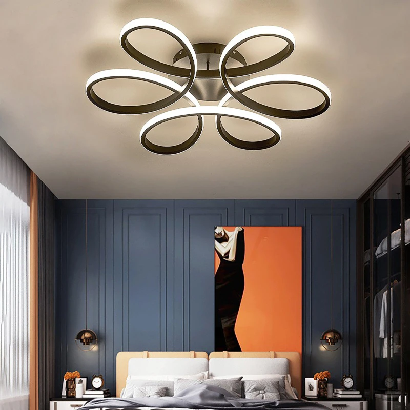 Image of Cottonfy UK Petal Semi-Flush LED Ceiling Light 74cm - Black L