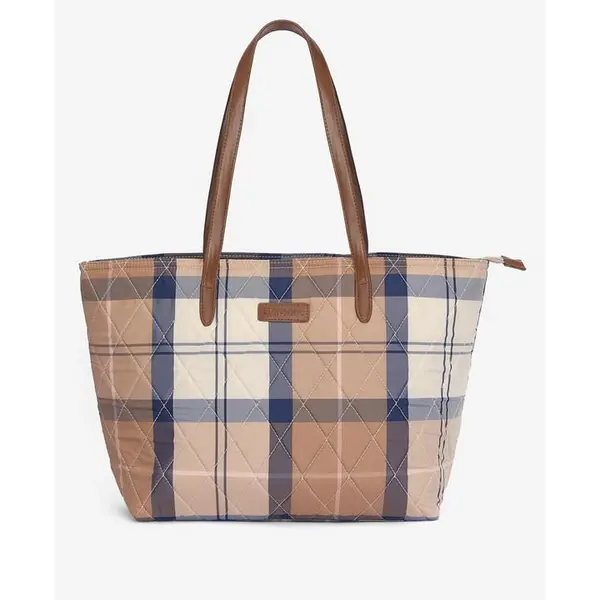 Image of Barbour Wetherham Quilted Tartan Tote Bag - Pink One Size