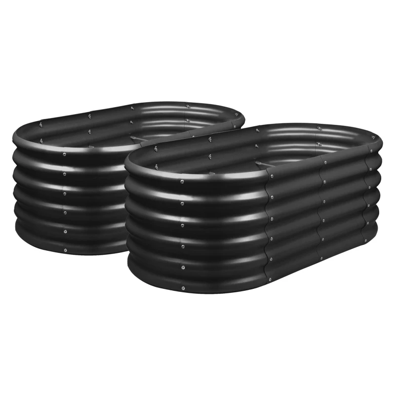 Image of Harbour Housewares Rounded Raised Garden Beds - 120cm x 60cm x 45cm - Pack of 2 in Black Size: 120cm x 60cm x 45cm Black Unisex 120cm x 60cm x