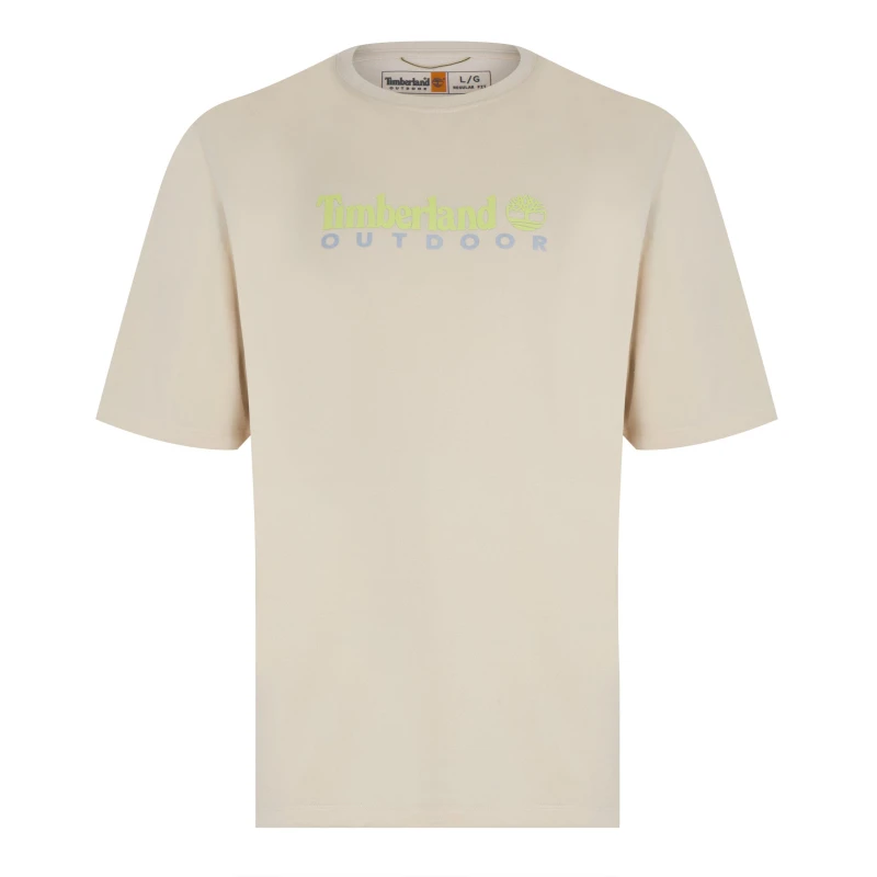 Image of Timberland Timberland Uv-Protection Logo Short Sleeve Tee - Beige Beige M