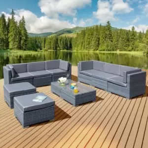 Image of Trinidad Deluxe Rattan 8 Seat Modular Sofa Set in Ocean Grey